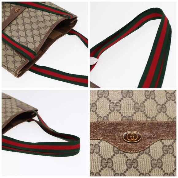 GUCCI GG Supreme Web Sherry Line Tote Bag PVC Beige 001 080 494 Auth 89539 - Picture 16 of 16